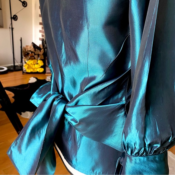 KEVAN HALL 💕Couture Designer. BEAUTIFUL Rich Emerald Green / Teal Blouse 💕8 🌸 - Picture 8 of 17